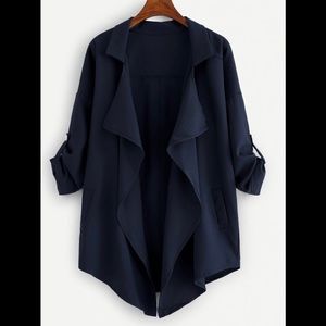Navy drop shoulder trenchcoat. NWOT